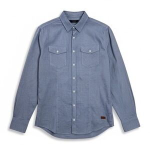 Outpost‎ Makers Mens Large Blue Chambray Micro Stripe Long Sleeve Button Shirt